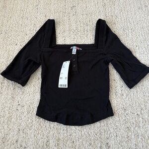 Urban Outfitters Black Square Neck Blouse